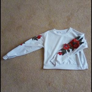 White Rose Embroidered Crop Top